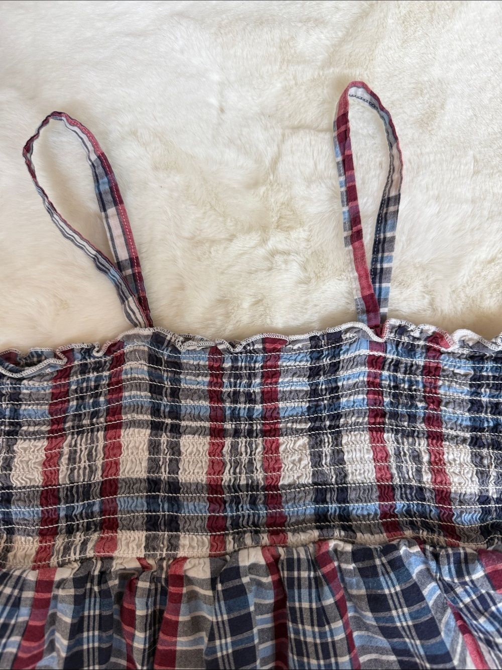The Children's Place Red White and Navy Plaid Tiered Sundress - Picture 2 of 3